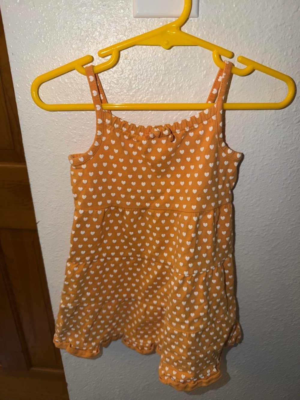 Faded Glory Orange Heart Print Tiered Sundress